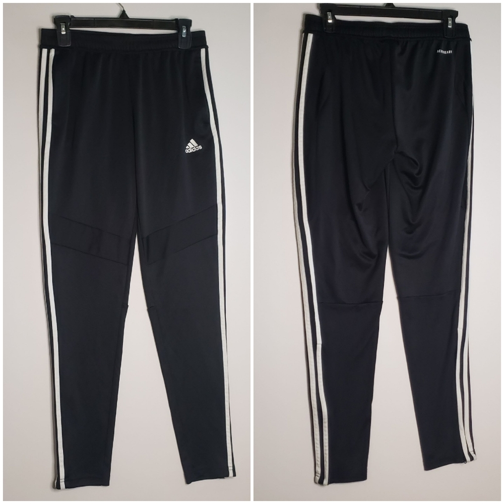 Adidas AEROREADY Women's Size S 6 Stretch Running Joggers Pants Black Stripe Zip